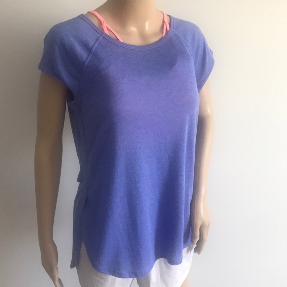 Calvin Klein Cap Sleeve Tee w/Hi-Lo Hem Blue